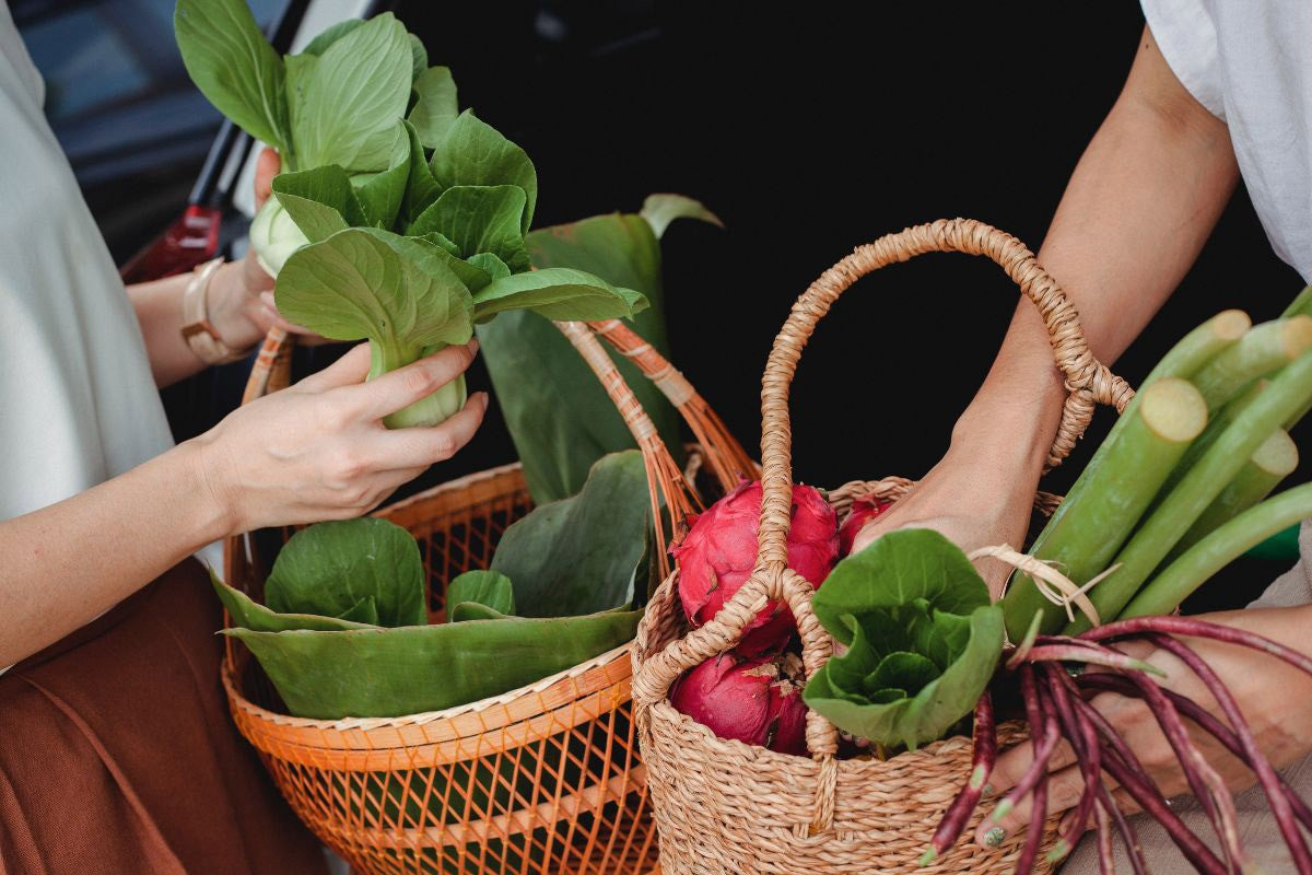 eating seasonal with fresh veges in basket